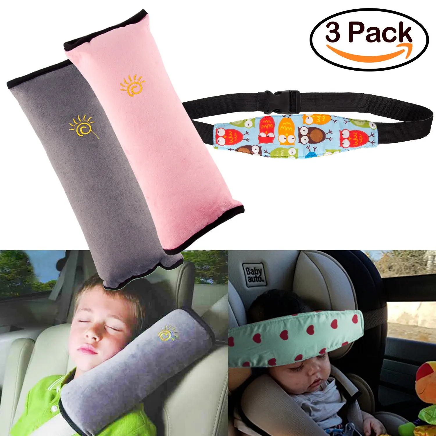 Panda Blue Universal Baby Children Car Safety Seat Belt Pillow Strap Soft Shoulder Pad Headrest Auto Car Cushion Support Children Protect