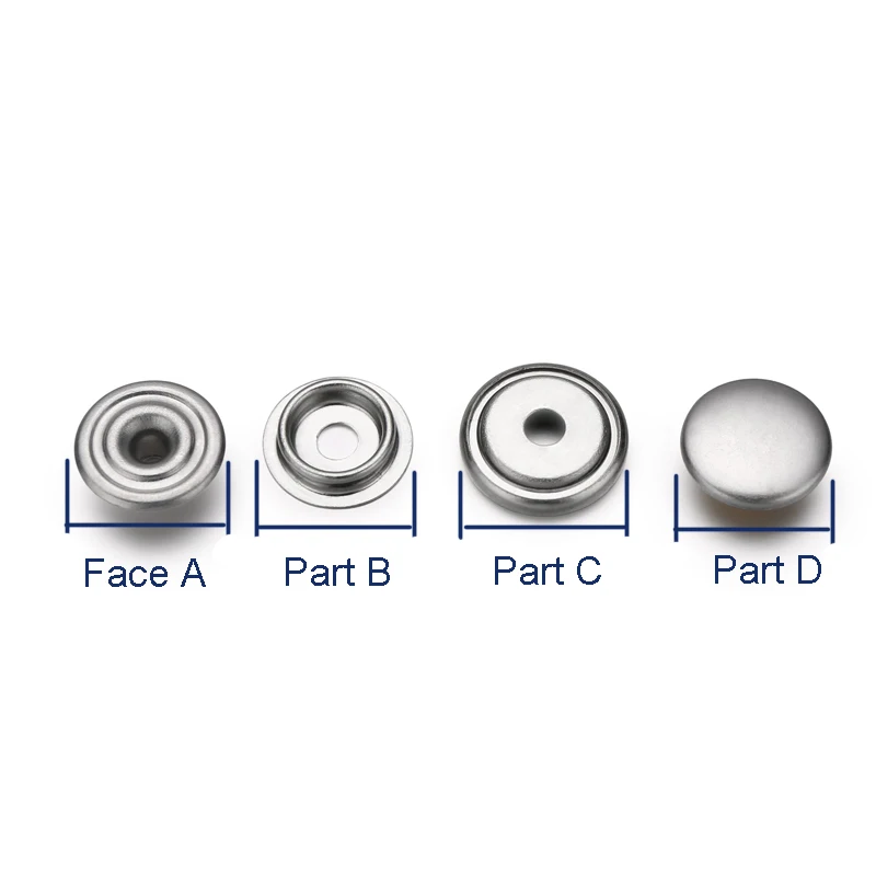 Nickel free 4 part gun metal hidden snap button for jacket