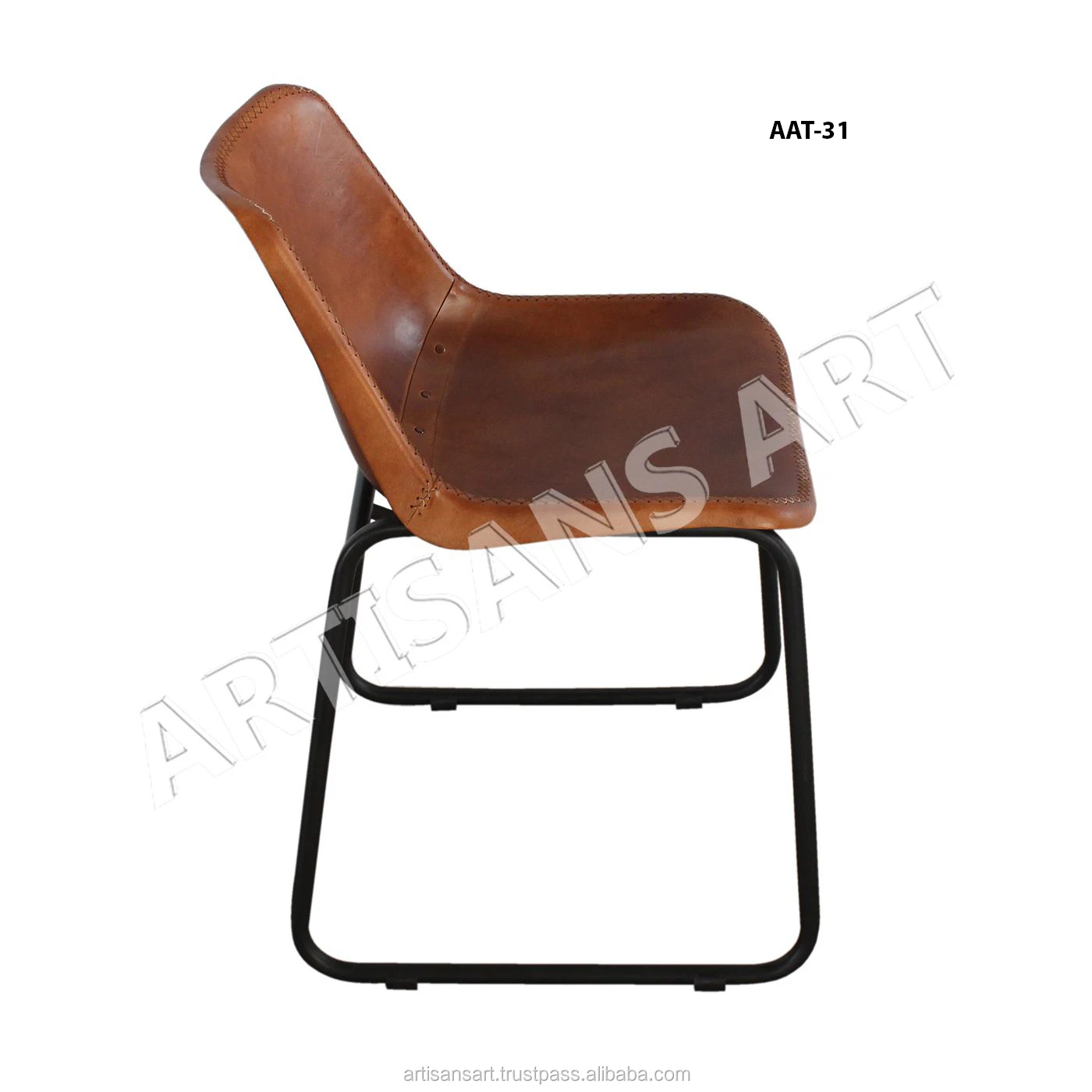 Industrial Modern Comfortable Dining Leather Chair With Metal Base
