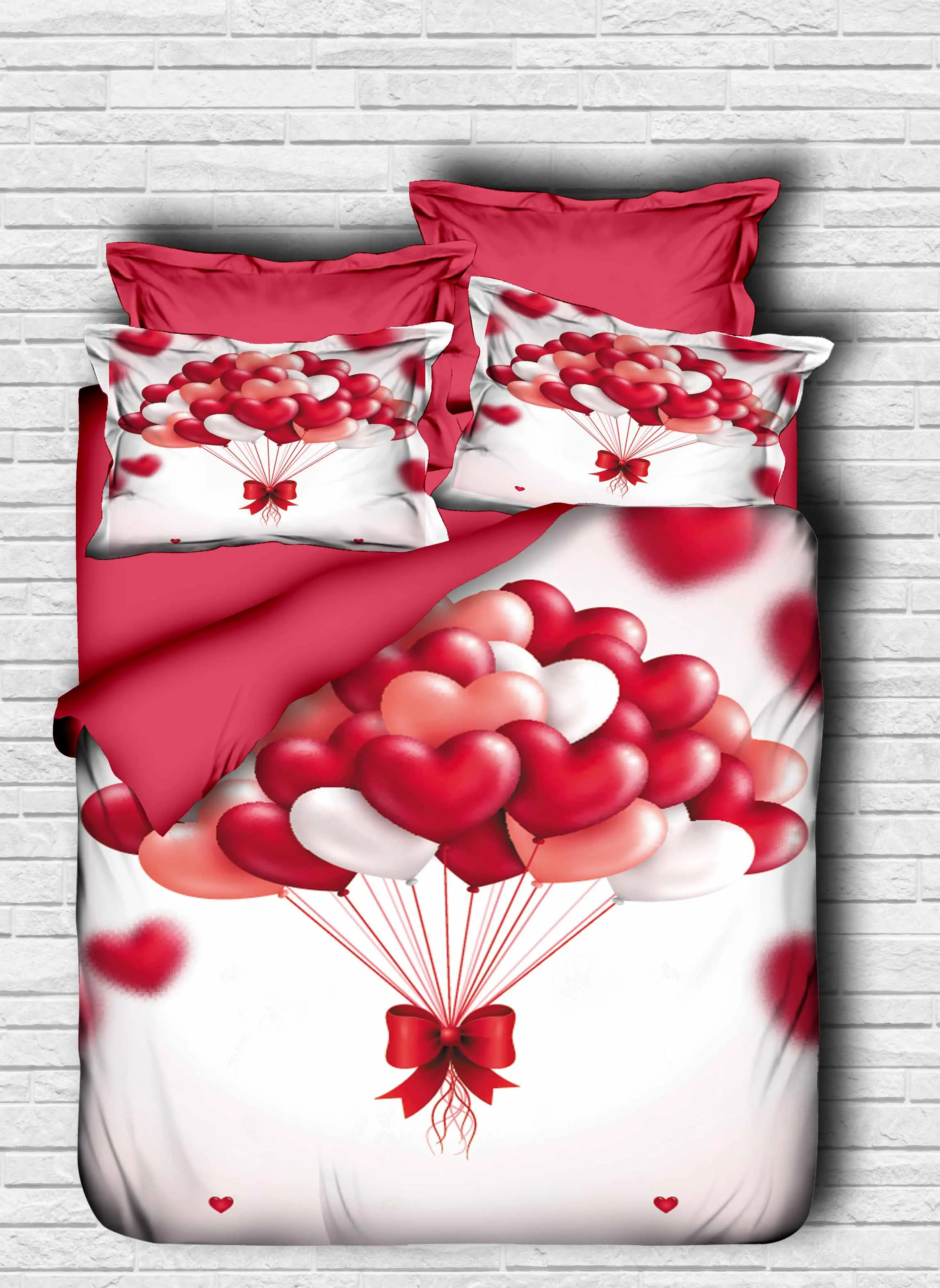 6 PCS Duvet Cover Bedding Set Quilt 200x220 cm King Cotton Pillow HEART RED