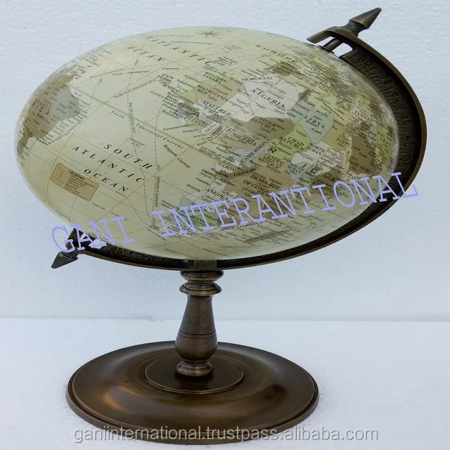 Rotating Ocean Table Globe With Antique Stand Decor Earth Table Globe With Antique Stand Decor