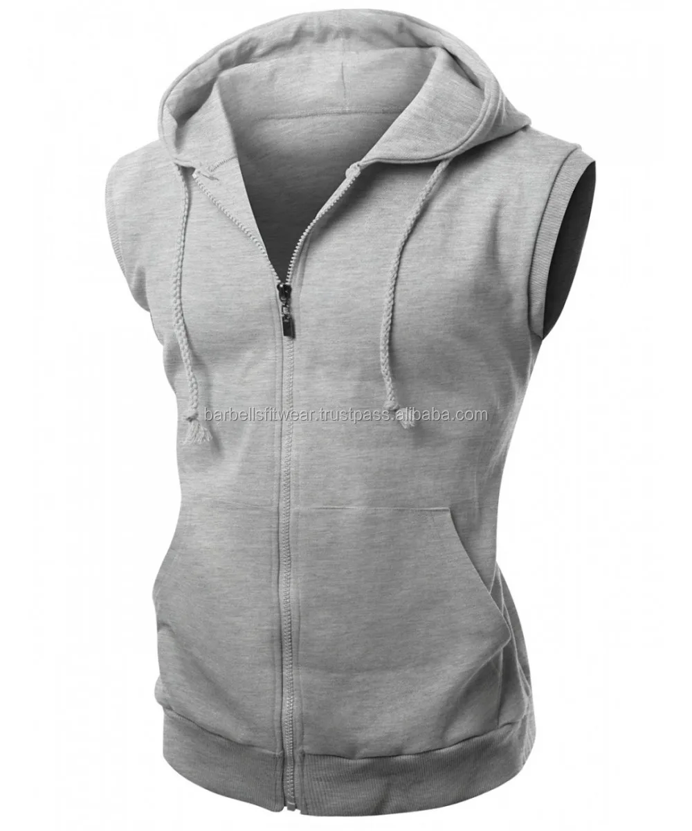 Men's High Quality Cotton Zip Up Sleeveless Hoodie Vest Buy Sleeveless Hoodie,Gym Hoodie