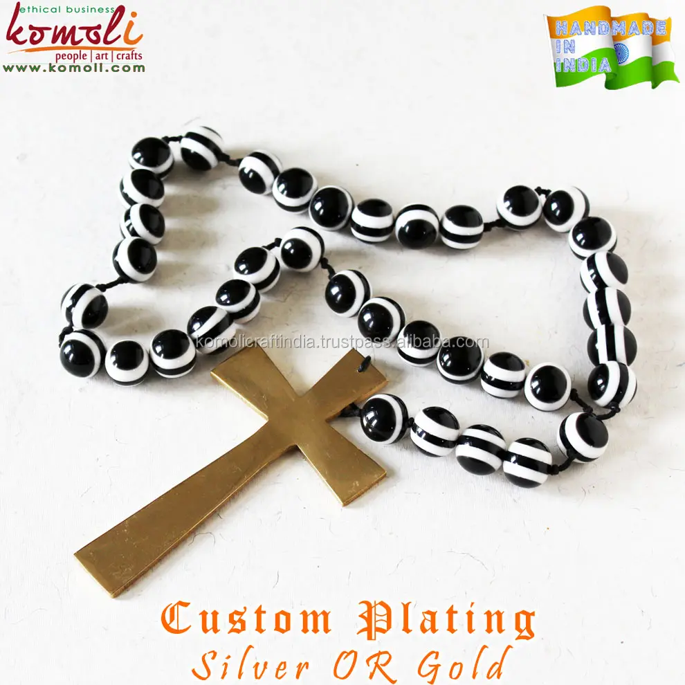 Brass Cross Rosary Layerd Resin Bead Komoli-20185-BRASS (1)