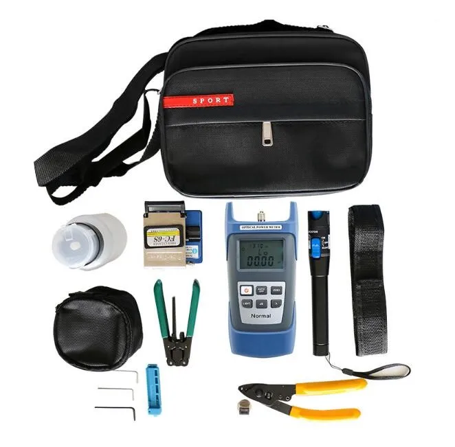 fiber optic FTTH/FTTx Testing Tool Kits with VFL Power Meter and FIber Cleaver