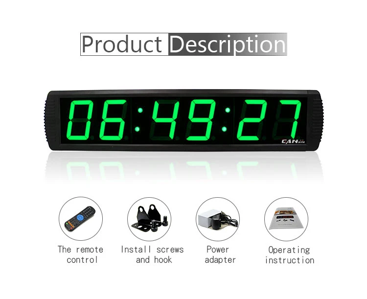 [ganxin]4&quot; 6 Digit Green Led Large Digital Wall Clock Controller Countdown Timer Display Battery