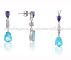 Silver earrings pendant jewelry set studded in natural multi gemstones jewelry set