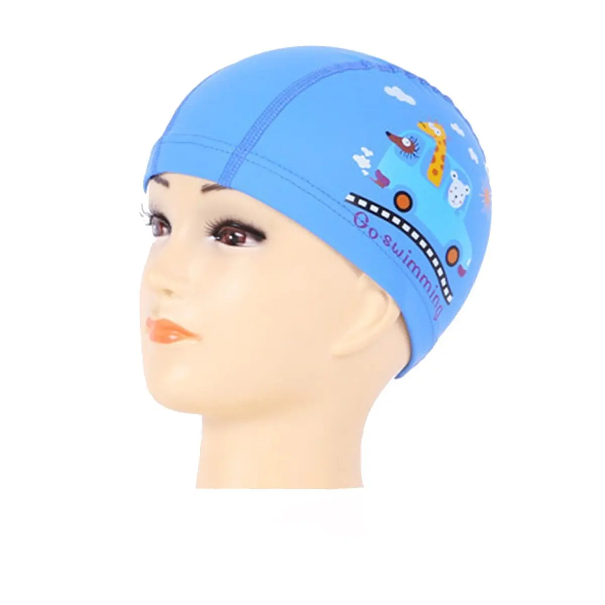 Peacoco Lycra Swim Cap PU Swimming Cap for Kids Girls Boys and Youth