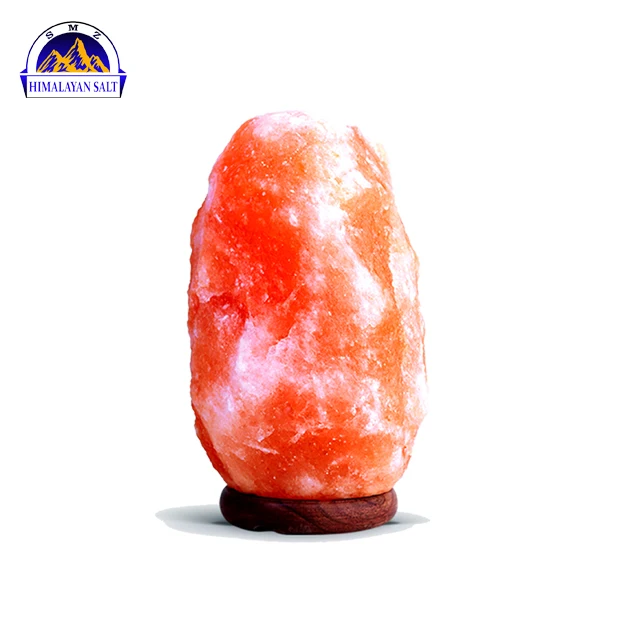 Himalayan Natural Rock Salt lamp with wooden bass 2-3kg