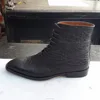 Newest Fashion Black Leather Men Boots Laced Elegant Style Handmade Black Half Boots