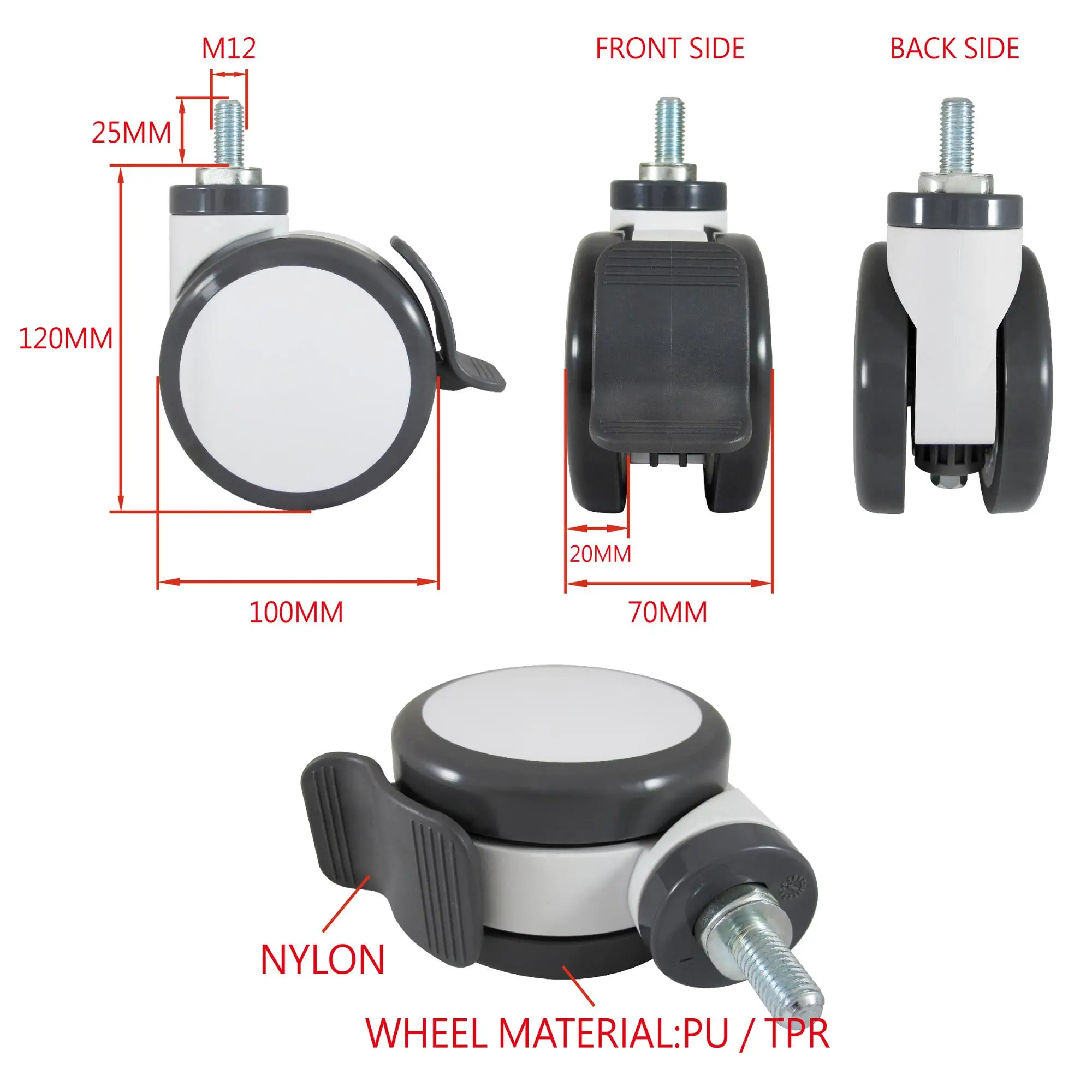 Cce Caster 4 Inch Pu Locking Bed Twin Wheel Medical Castor Buy High