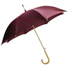 Competitive Price Eco Friendly Recycled PET panels 23 inch Auto Open Stick Umbrella Wooden Curved Handle