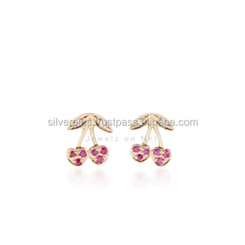 Genuine Ruby Diamond Stud Earrings Solid 14k Yellow Gold Handmade Genuine Ruby Diamond Stud Earrings Solid 14k Yellow Gold Handmade Indian Jewelry