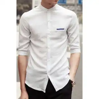 White Refreshing Ed Stand Collar Pocket Half Sleeves Elite Cl White Refreshing Ed Stand Collar Pocket Half Sleeves Elite Cl Dress Shirts Designs High Quality