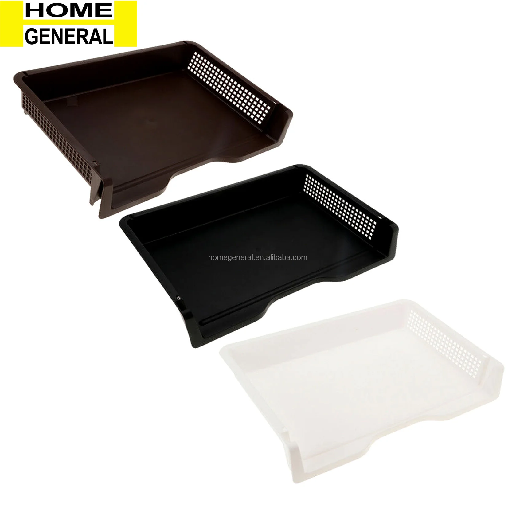 Station General Stackable Design Plastic A4 Paper Tray Black/white Front Load File Organizer