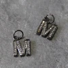 Black Oxodized "M" Charm with Jump Ring CZ Pave Setting