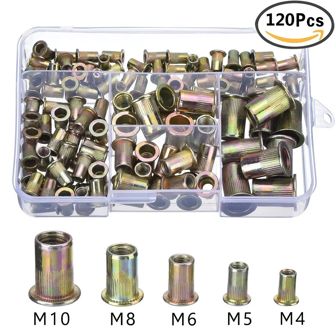 YXQ 20Pcs M5 Rivet Nut Flat Head Blind Insert Nutsert Rivnut Carbon Steel Zinc Plated