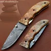 Handmade Damascus Folding Knife Liner olive Handle
