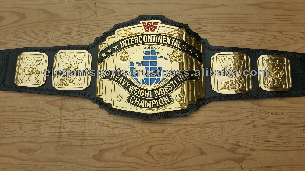 WWF 4mm GOLD Leather Intercontinental Wrestling Championship Adult Replica Belt 