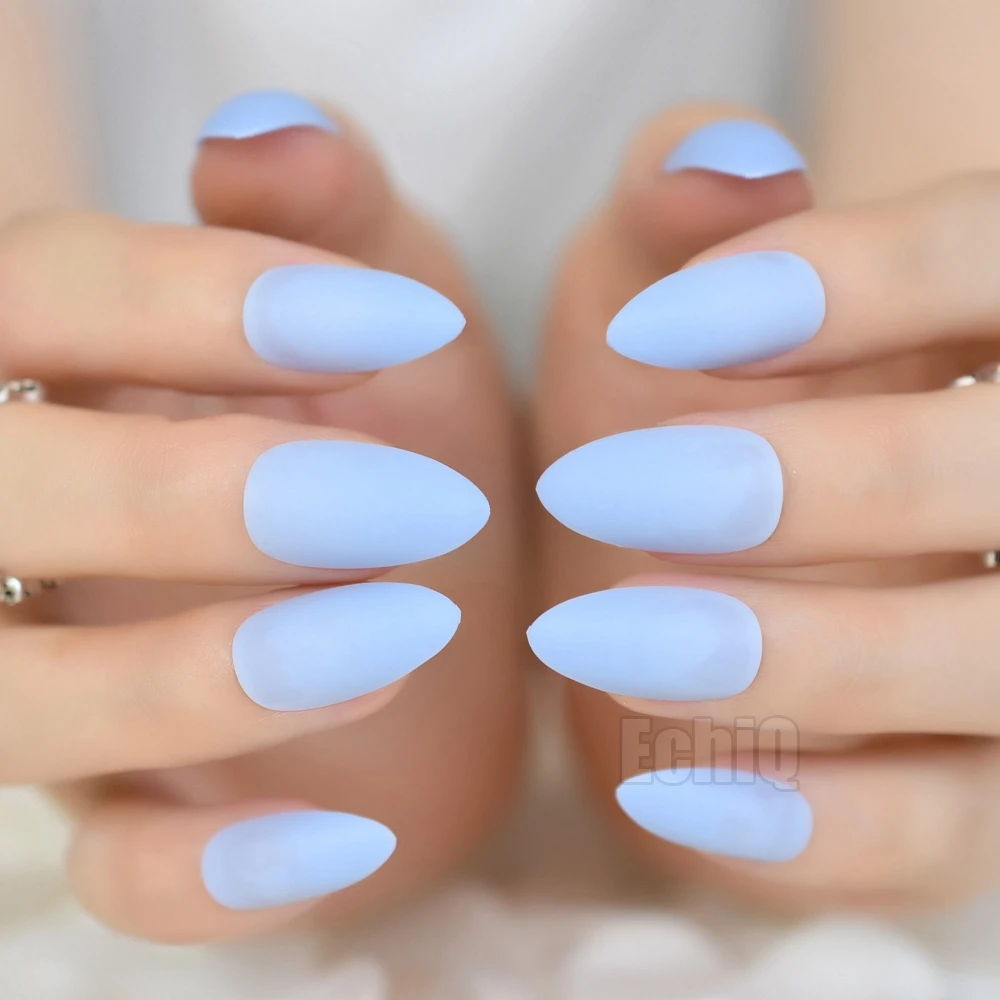 24pcs Sky Blue Matte Nail Tips Medium Sharp Stiletto Acrylic Nails Women  Daily Wear For Makeup Tool 359p - Buy False Nail Tips,Press On Nails,Sharp  Nail Product on Alibaba.com
