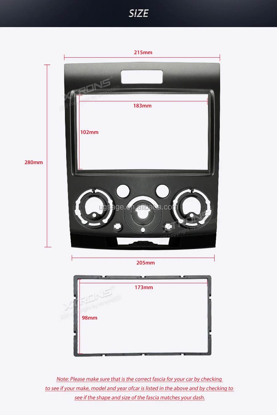 Xtrons Parts Double Din Car Radio Audio Fascia Frame For Mazda Bt Ford Ranger Everest Buy