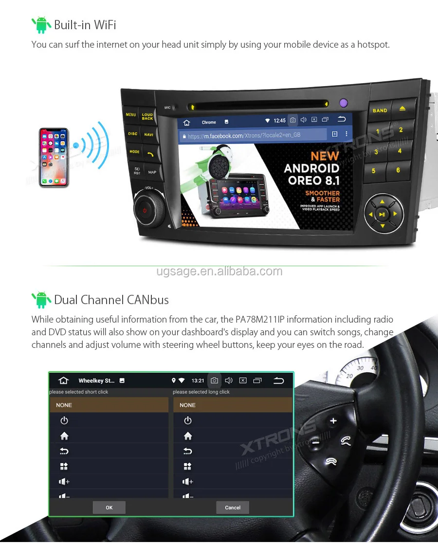 Xtrons Android 8.1 Quad Core Car Multimedia Interface For Mercedes Benz