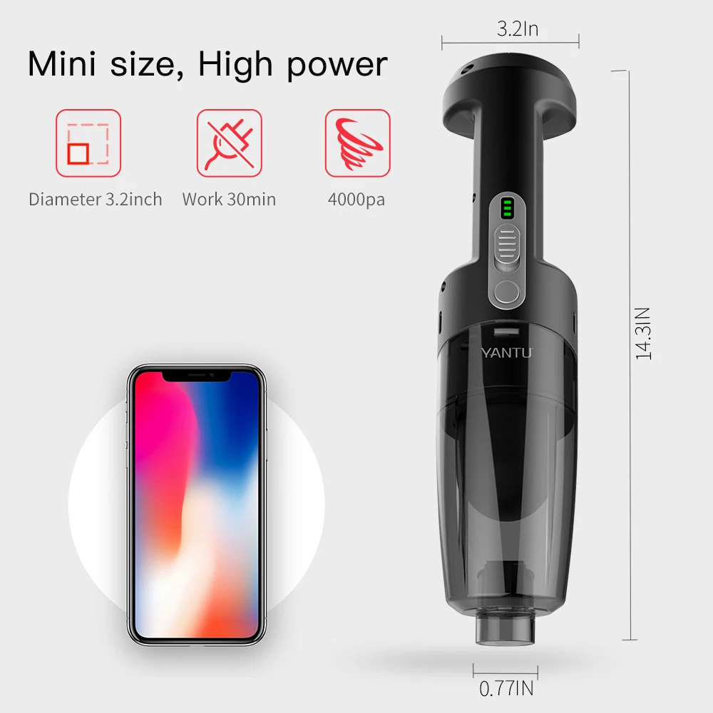 Yantu V01 12v Dc 120w 7000pa Wet Dry Portable Small Wireless High Power