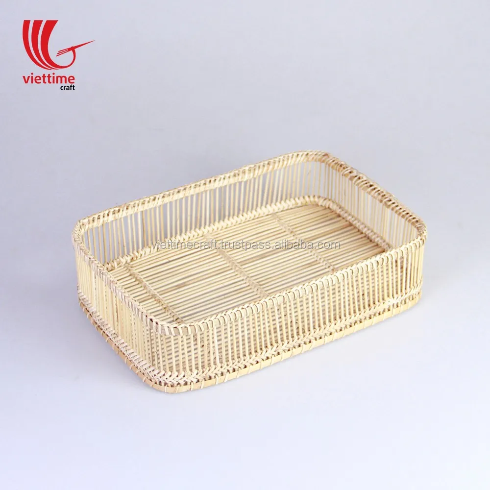 Woven Bamboo Basket Serving Tray For Bread And Fruit/ Hand Woven Basket
