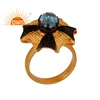 Blue Topaz Gemstone Ring Spider Web Design Gold Plated Silver Ring Jewelry Manufacture