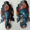 Hindu Lord Ganesh Wooden Mask Craft Intarsia Handmade Wall Hanging Manufacturer in Nepal