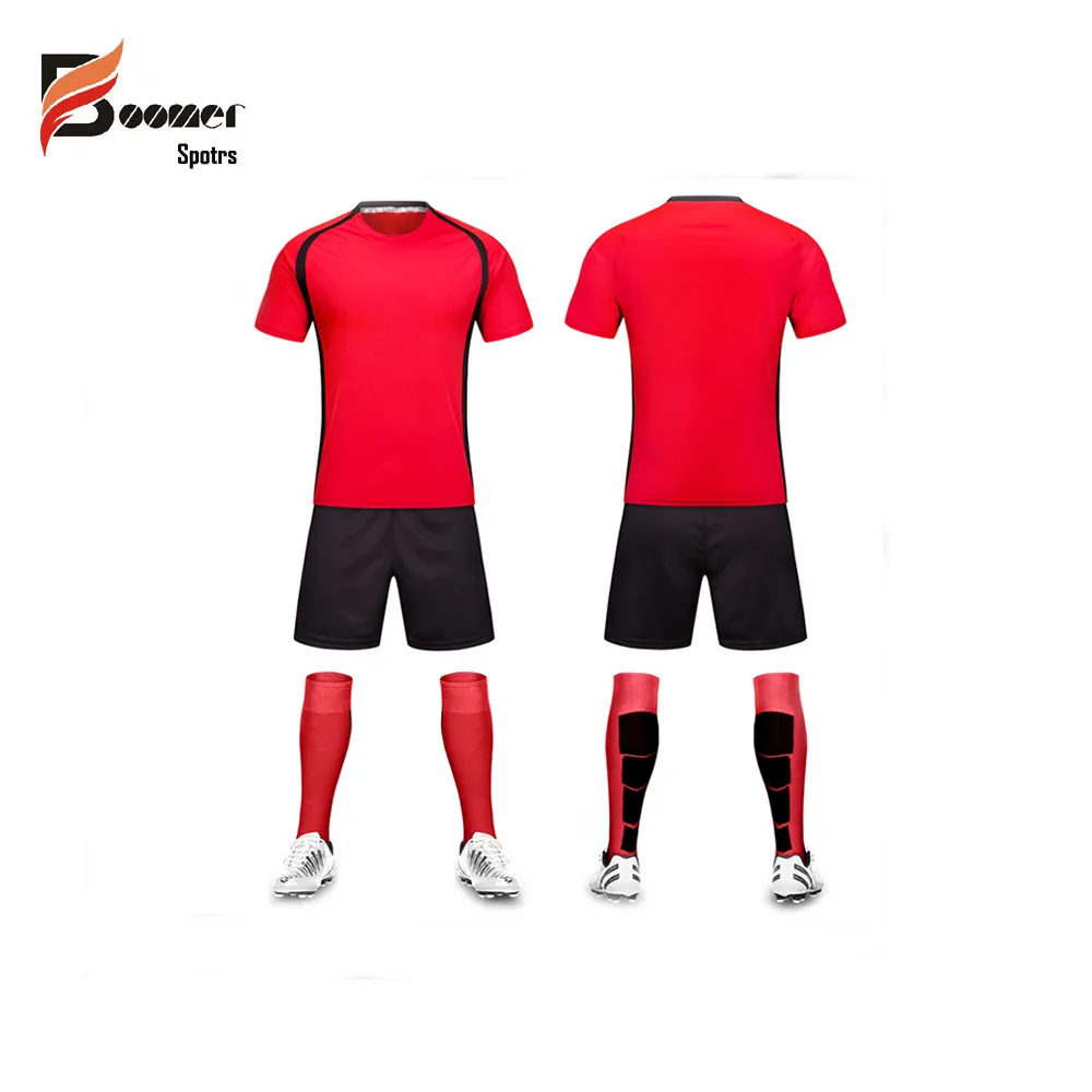 Custom Made Black Color Soccer Uniform / Football Kits Full Kit Clothes
