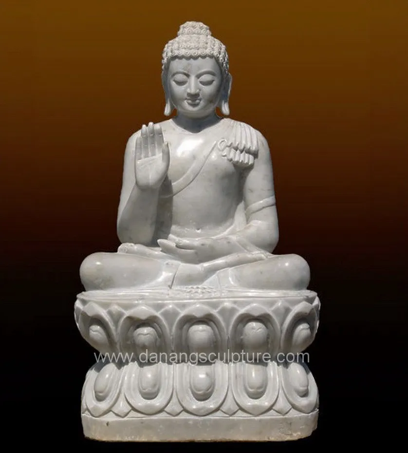 Meditating Shakyamuni Buddha Natural Marble Large Stone Buddha Statues