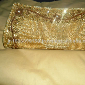 gold beaded clutch bag