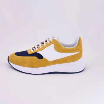 blue yellow and white sneakers