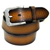 Genuine Flat Non Stitching Tan Color Single Split Big Stone Tan Men Leather Belt