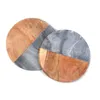 Black Marble with Wooden Coaster Decorative Eco -Friendly Beverage Coaster For Kitchen Tabletop Decoration
