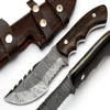 HAND FORGED DAMASCUS HUNTING TRACKER KNIFE WITH WALNUT WOOD HANDLE