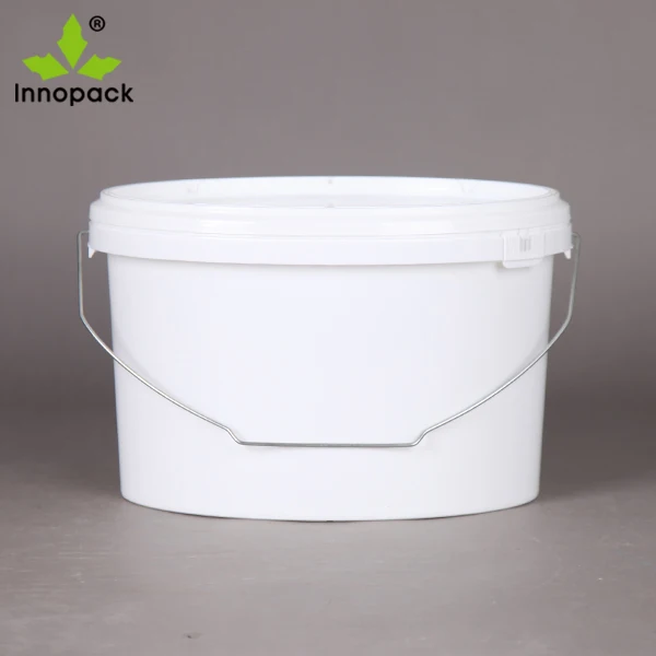 7 5 Liter Oval Plain White Paint Bucket With Metal Handle And Lid 7 5 Liter Oval Plain White Paint Bucket With Metal Handle And Lid