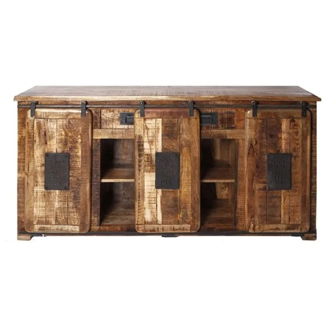 Industrial Vintage Indian Solid Mango Wood Storage Cabinet With