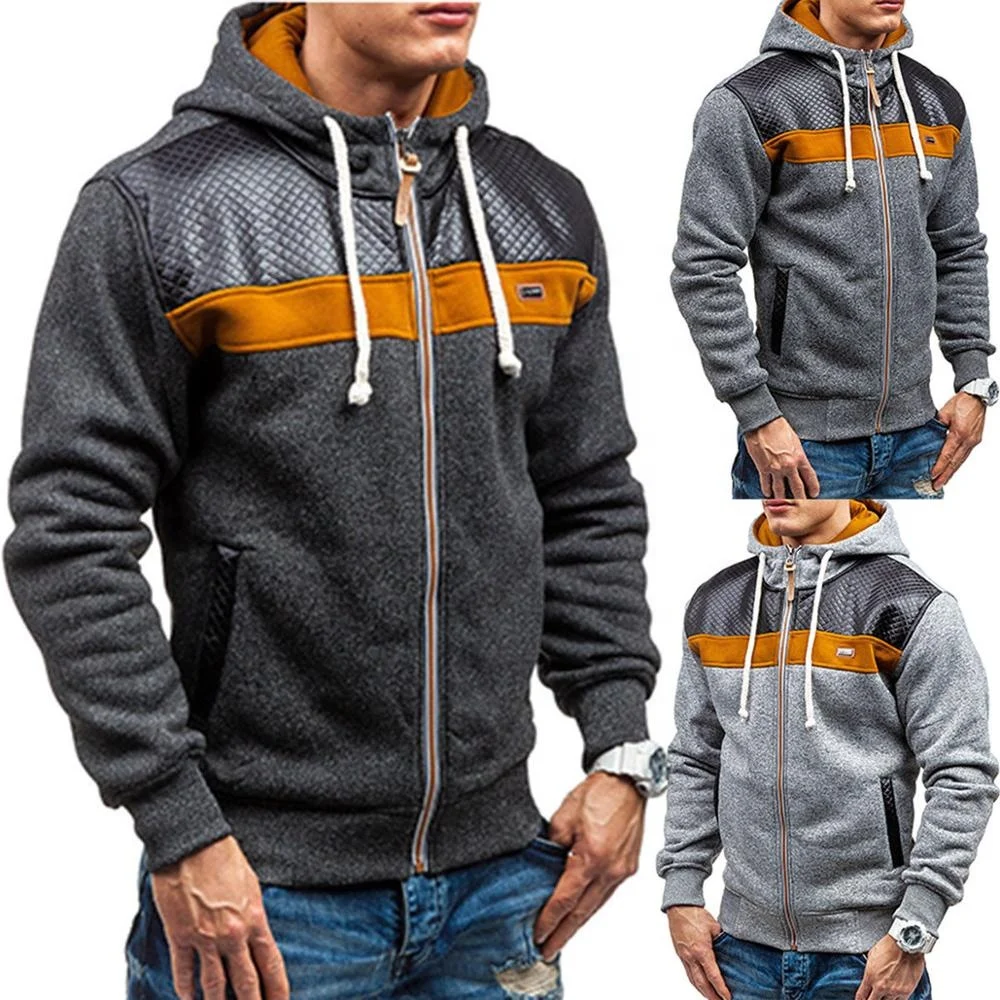 Men/'s Big Size Plain American Hood Zip Up Jacket Sweatshirt Zipper Hoodies Top