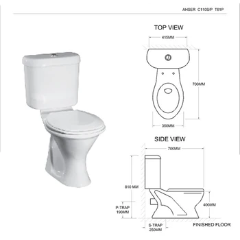 P Trap And S Trap White Color Sanitaryware 2 Piece Water Closet