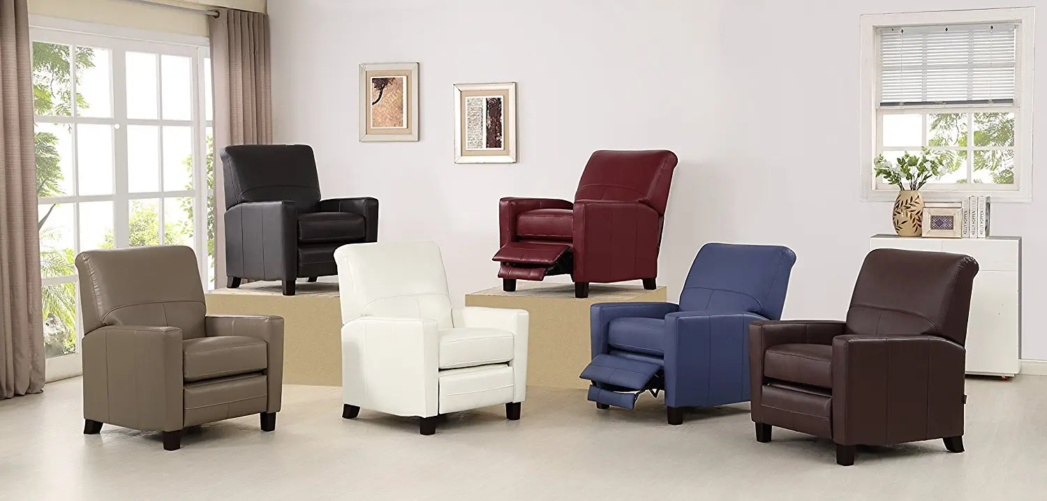 Amax Leather Conway Recliner, Navy Blue
