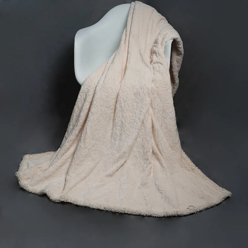 מותאם אישית עבה צהוב שכבה כפולה 3D בולט פלנל צמר מיטת שמיכה לזרוק הפיך שרפה שמיכה