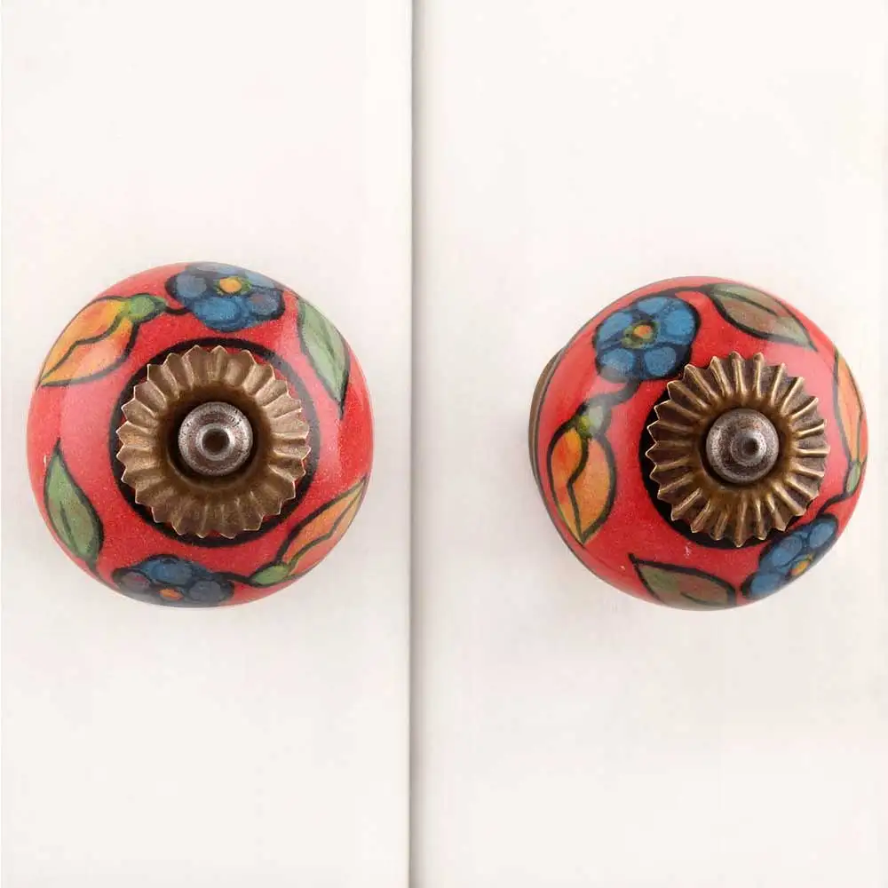 Wholesale Multicolor Drawer Knobs Ceramic Dresser Pulls Flower Kitchen Cupboard Door