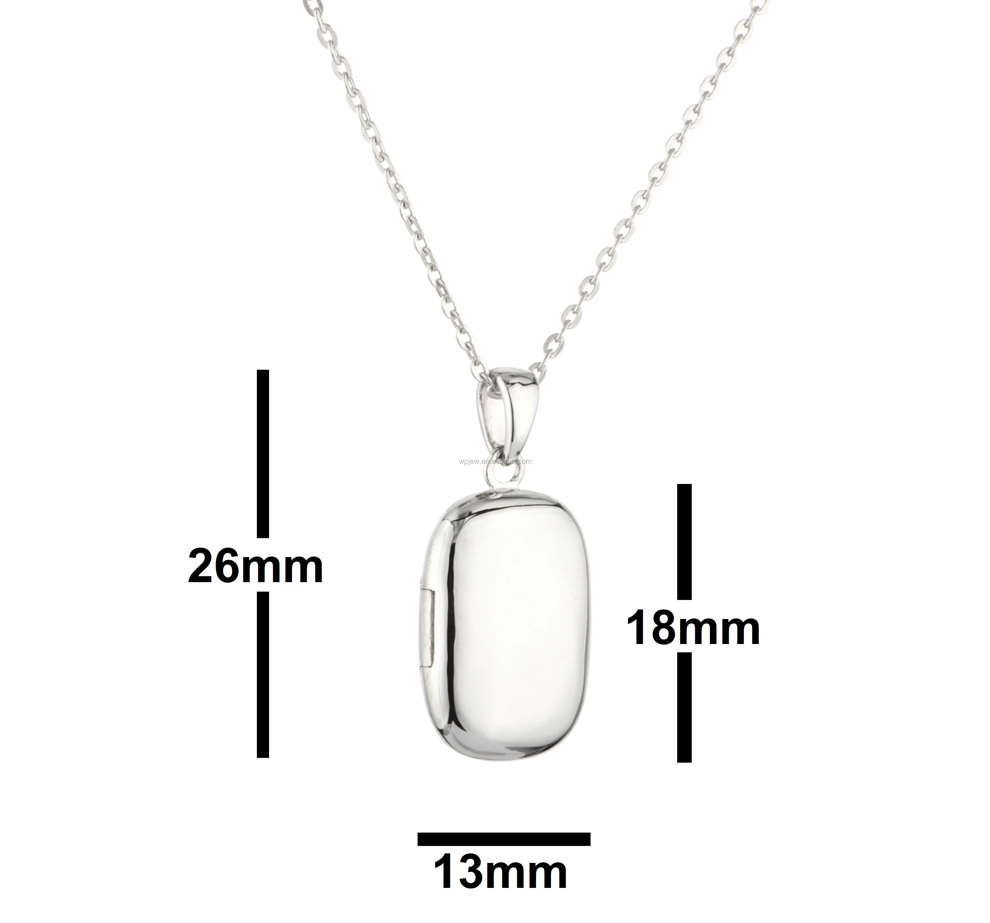 925 Sterling Silver Rectangle Photo Locket Pendant Necklace Gift Silver