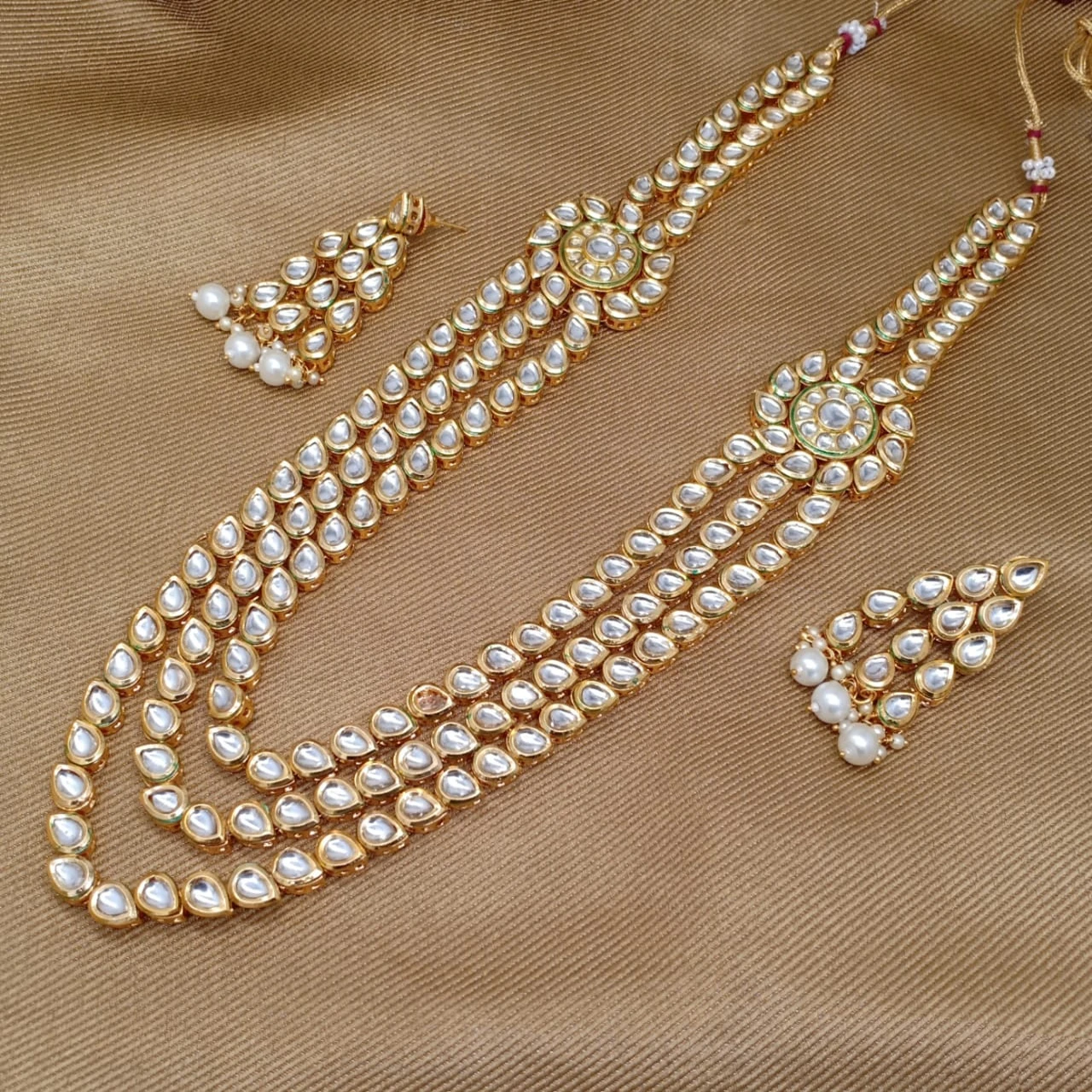 Polki Beaded Long Rani Necklace Mala 