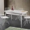 Turkish Best Quality Dining Table Set Polo Table Metal Leg leather White 75 * 120-75 * 150 cm