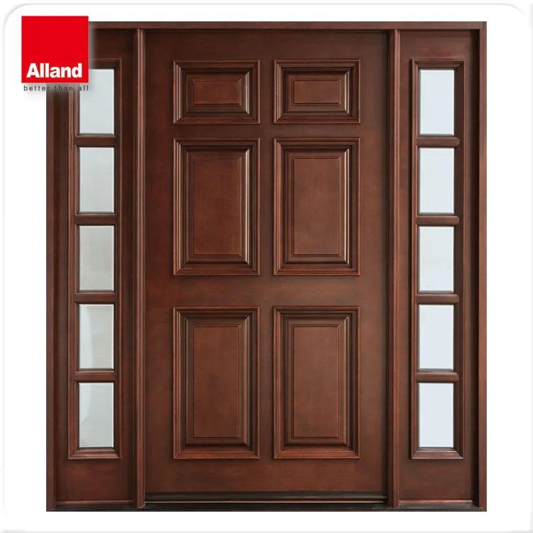 Mahogany Front Double Solid Wood Entry Door With 2 Sidelights Mahogany Front Double Solid Wood Entry