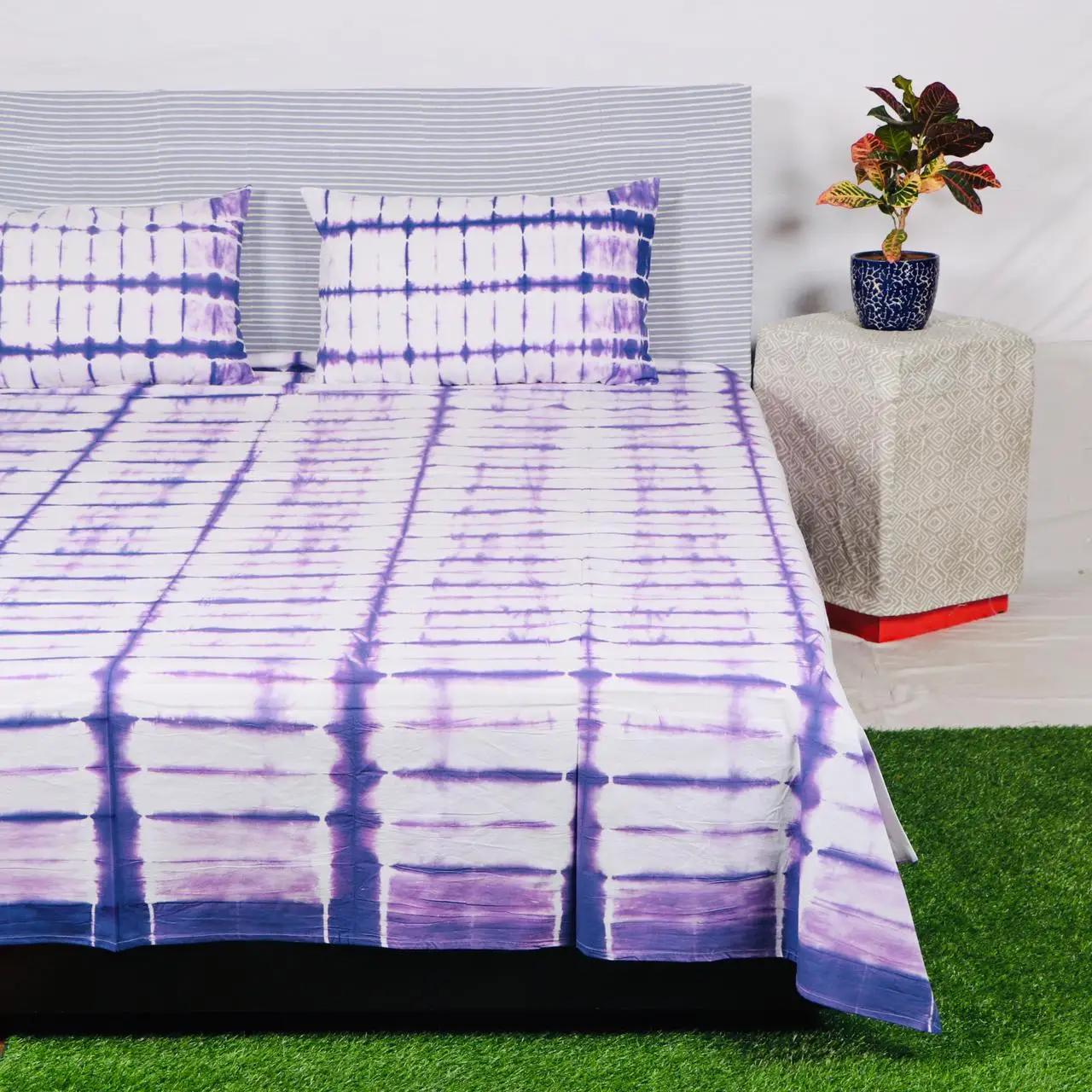 批发床单床上用品套装100% 手工纯棉扎染棉布床单设计师平单