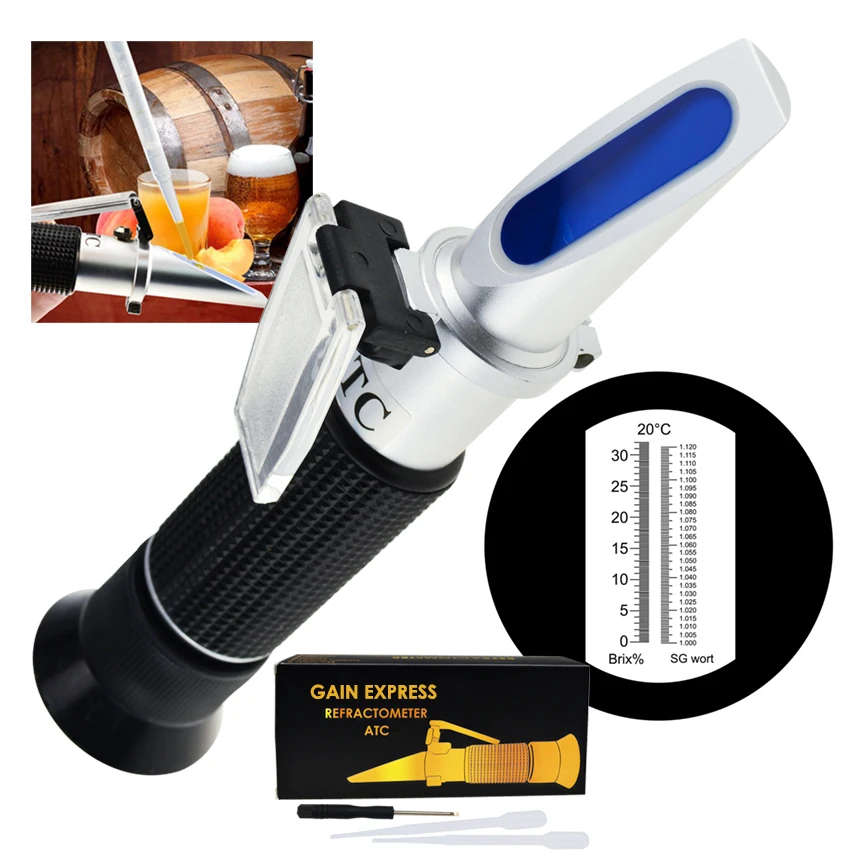 Beer Brix & Specific Gravity Refractometer With Atc Optic Dual Scale 0