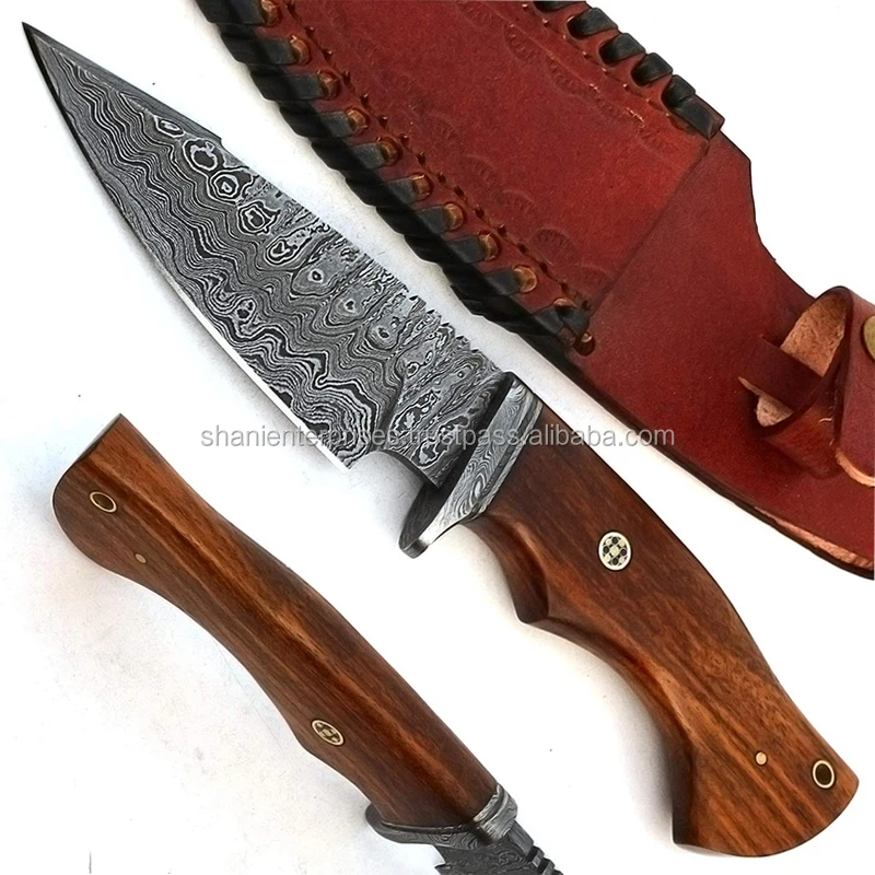 Hecho A Mano De Acero Damasco cuchillo DE CAZA SKINNER HOJA EN BLANCO vk2184 